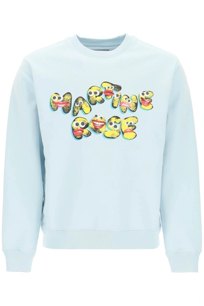 Shop Martine Rose Graphic Print Sweatshirt In Light Blue