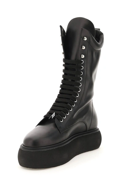 Shop Attico Selene Leather Flatform Boots The