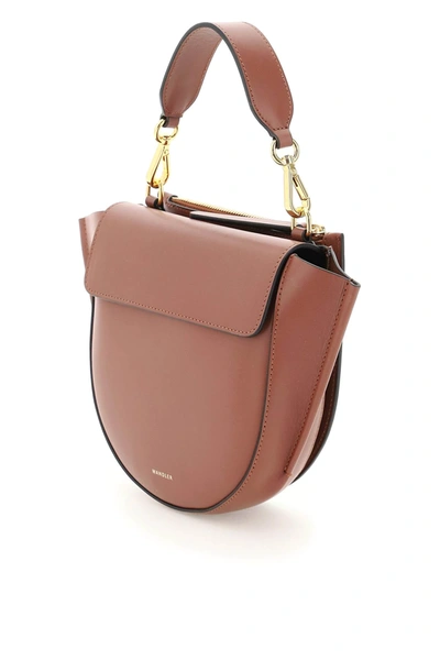 Shop Wandler Hortensia Mini Leather Bag In Brown