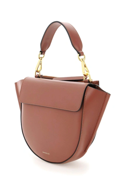 Shop Wandler Hortensia Mini Leather Bag In Brown