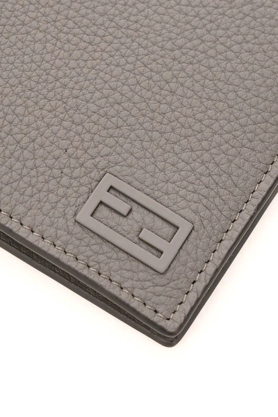 Shop Fendi Cuoio Romano Leather Bifold Wallet In Grey