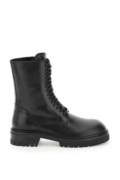 Shop Ann Demeulemeester Alec Leather Combat Boots In Black