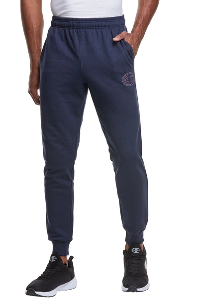 Shop Champion Powerblend Graphic Jogger Pants In Navy