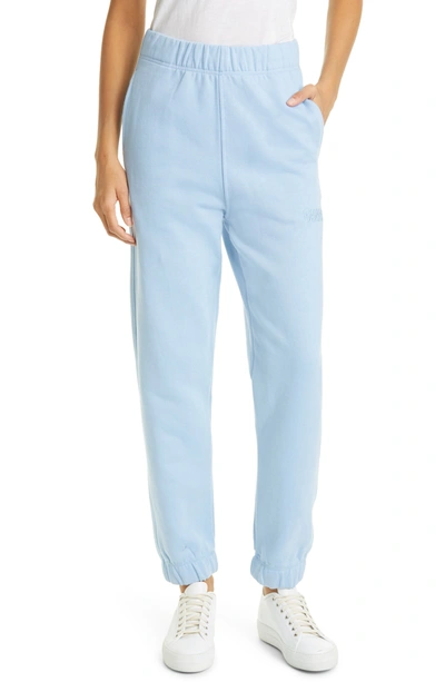 Shop Ganni Software Isoli Organic Cotton Blend Sweatpants In Heather Blue