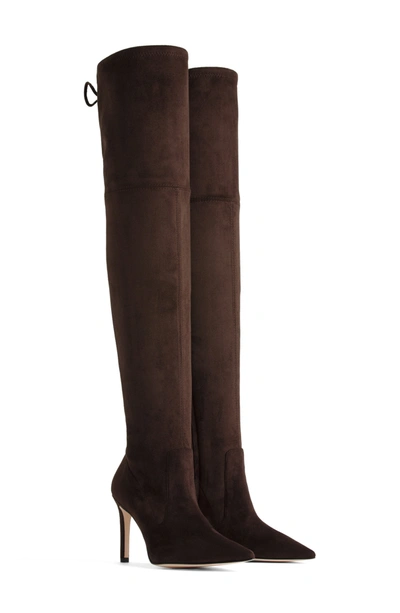 Shop Good American The Overtime Over The Knee Boot In Chocolate Brown Suede