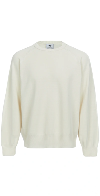 Shop Y-3 Classic Knit Crew Sweater In Core White