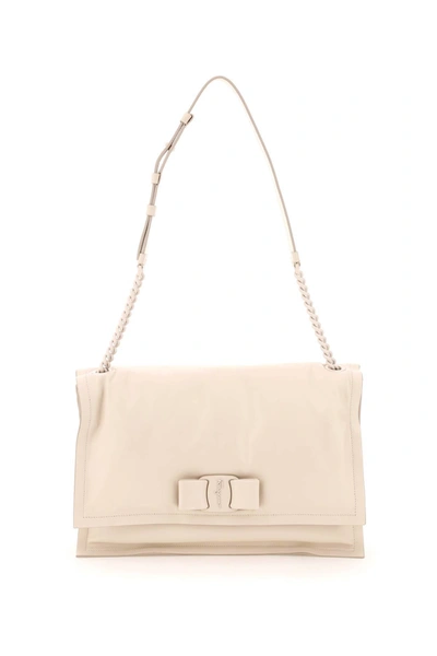 Shop Ferragamo Salvatore  Viva Bow Bag In Beige