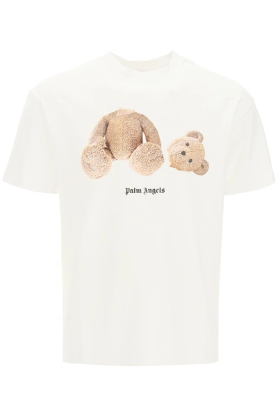 Shop Palm Angels Bear Print T-shirt In Bianco