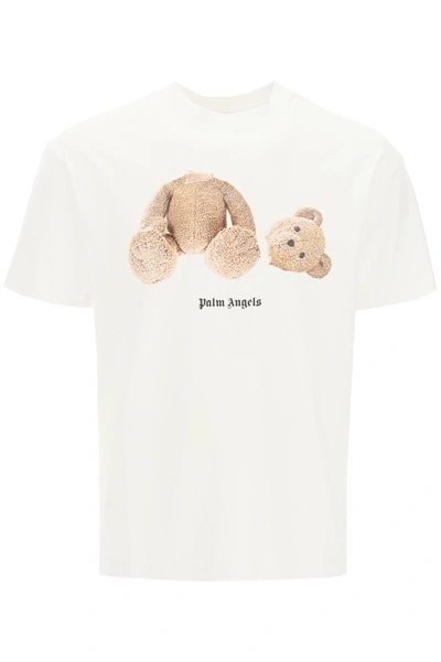 Palm Angels Teddy Bear Logo-print T-shirt In Bianco