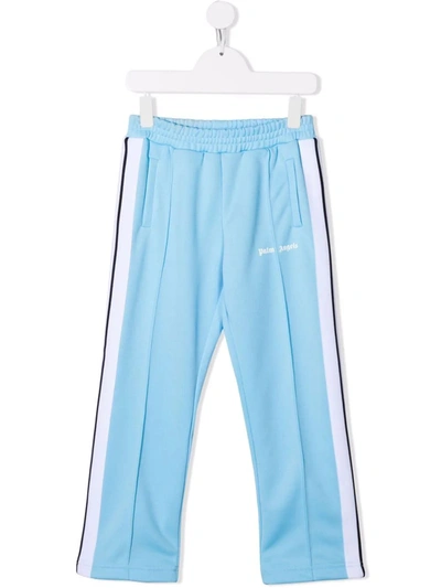 Shop Palm Angels Kids Light Blue And White Classic Track Pant