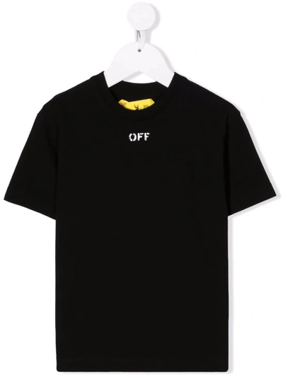 Shop Off-white Black Off Kids T-shirt