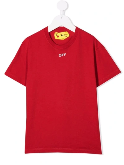 Shop Off-white Red Off Kids T-shirt