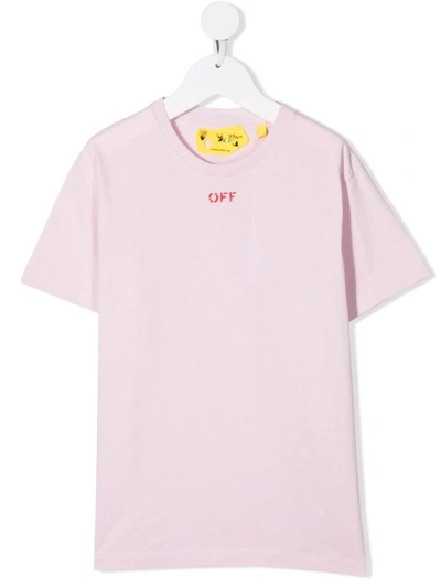 Shop Off-white Pink Off Kids T-shirt