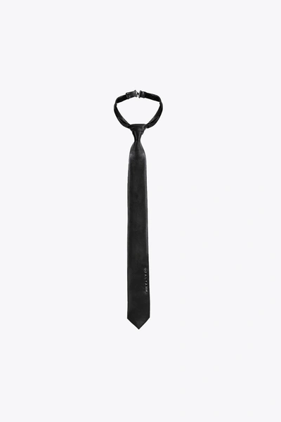 Shop Alyx Black Leather Tie With Metal Logo In Nero