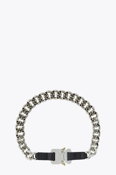 Shop Alyx Chain Necklace W Leather Detail In Argento