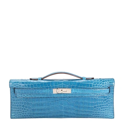 Hermès Kelly Cut Blue Brigthon Crocodile Clutch handbag New Condition  Exotic leather ref.170207 - Joli Closet