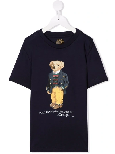 Shop Ralph Lauren Teddy Bear-print Cotton T-shirt In 蓝色