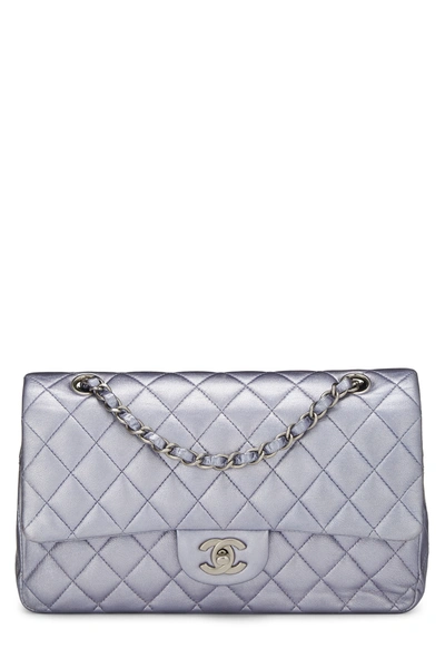 Pre-owned Chanel Metallic Purple Quilted Lambskin Classic Double Flap Medium