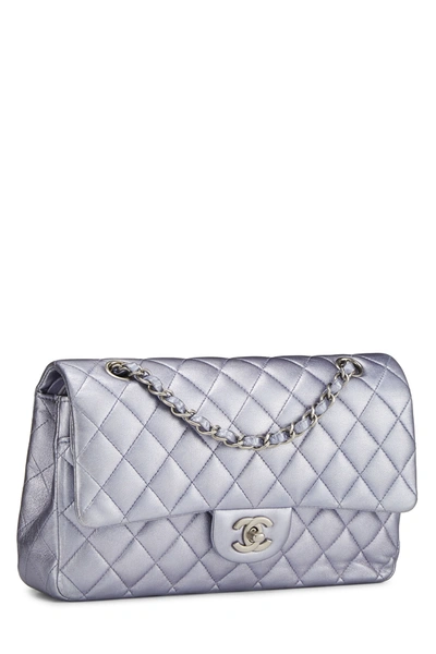 Pre-owned Chanel Metallic Purple Quilted Lambskin Classic Double