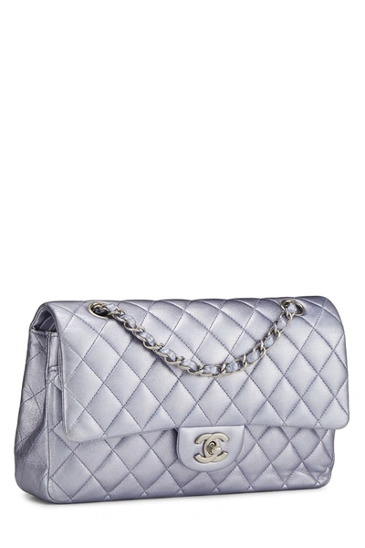 Pre-owned Chanel Metallic Purple Quilted Lambskin Classic Double Flap Medium