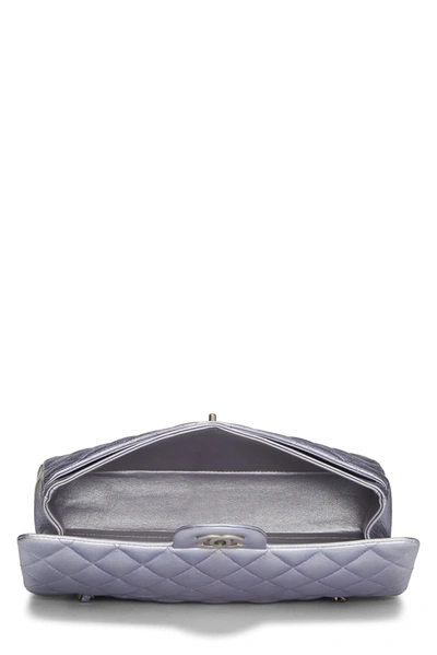 Pre-owned Chanel Metallic Purple Quilted Lambskin Classic Double Flap Medium