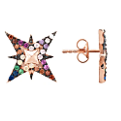 Latelita North Star Rainbow Stud Earrings Rosegold