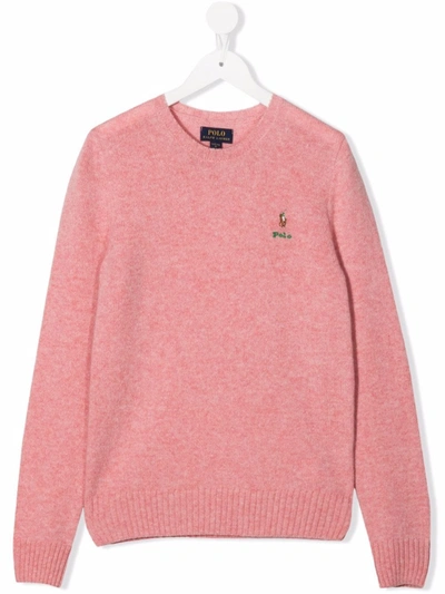 Shop Ralph Lauren Embroidered-logo Jumper In Pink