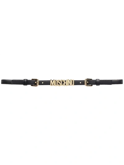 Shop Moschino Logo-plaque Belt In 黑色