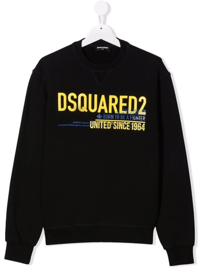 Shop Dsquared2 Teen Logo Print Sweatshirt In 黑色