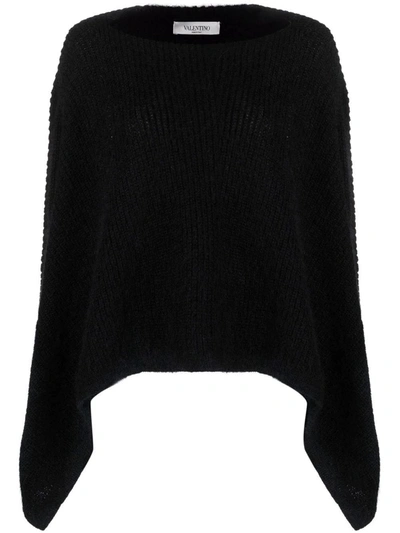 Shop Valentino Black Asymmetric Hem Sweater In Nero