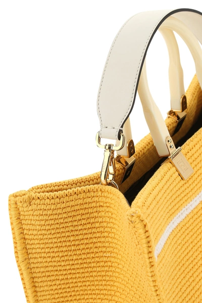 Shop Fendi Yellow Cotton Medium Sunshine Shopping Bag  Yellow  Donna Tu