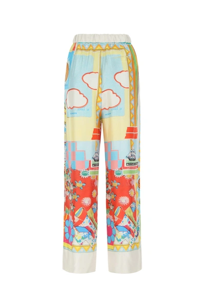 Shop Loewe Printed Silk Pant Printed  Donna Xs