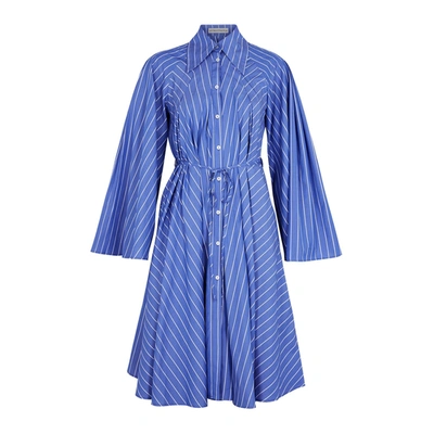 Shop Palmer Harding Palmer//harding Generous Affection Striped Cotton Shirt Dress In Blue