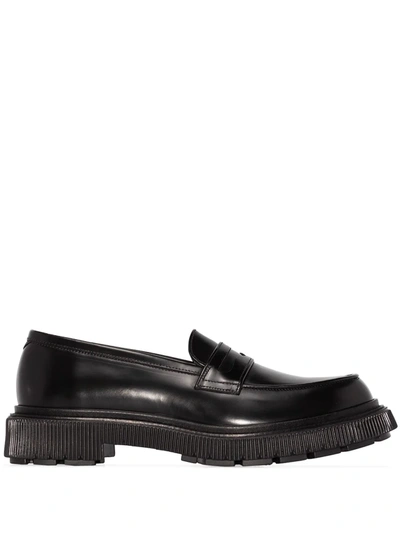 Shop Adieu Penny-slot Leather Loafers In Schwarz