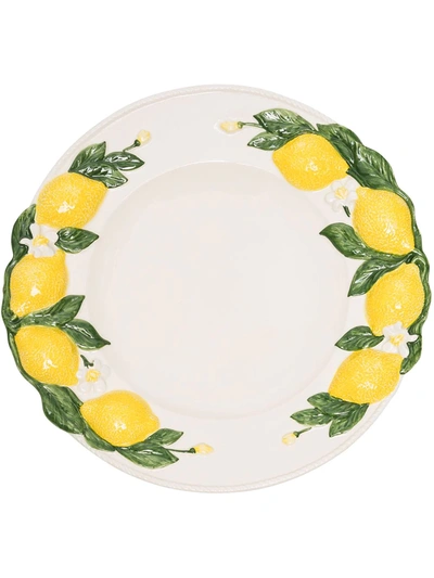 Shop Les Ottomans Lemon Ceramic Plate Set Of Four (28cm) In Weiss