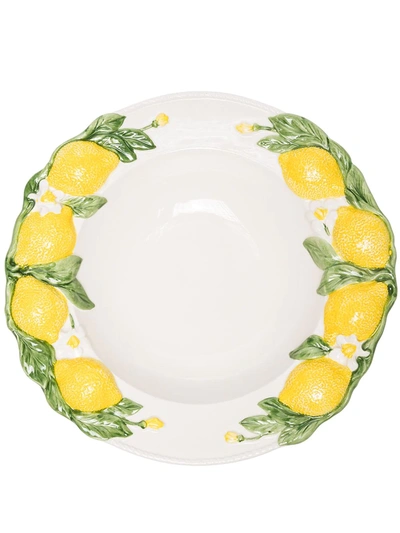 Shop Les Ottomans Lemon-print Set Of Four Plates (32cm) In Weiss