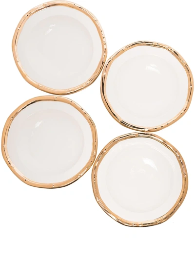 Shop Les Ottomans Set Of 4 Bamboo Plates In Nude