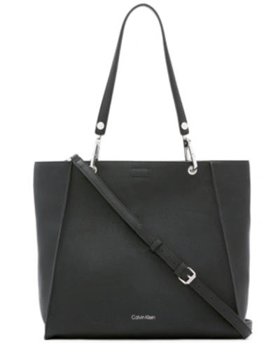 Shop Calvin Klein Garnet Convertible Tote Bag In Black/silver