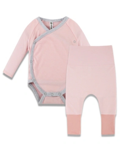 Shop Earth Baby Outfitters Baby Girls Bodysuit And Pants, 2 Piece Set In Pink