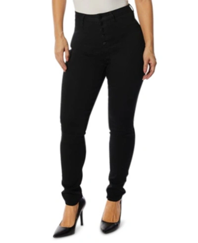 Shop Dollhouse Juniors' High-rise Curvy Skinny Jeans With Back Yoke Seam Detail In Black