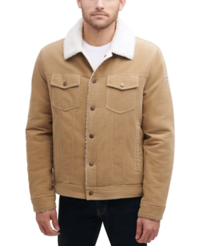 Shop Guess Men's Corduroy Bomber Jacket With Sherpa Collar In Stone