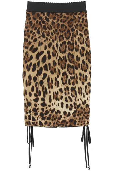 Dolce & Gabbana Leopard-print Stretch-silk Skirt In Braun | ModeSens