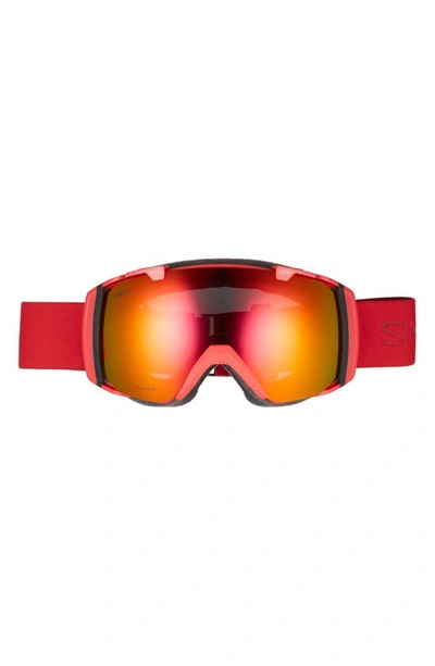 Shop Smith Sport I/o 182mm Snow Goggles In Lava Chromapop Sun Red