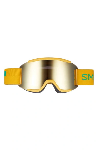 Shop Smith Squad 180mm Chromapop™ Snow Goggles In Saffron Black Gold Mirror