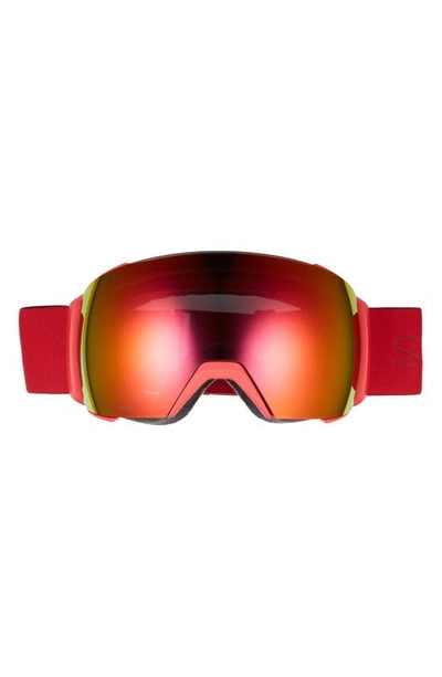 Shop Smith I/o Mag Xl 230mm Snow Goggles In Lava Sun Red Mirror