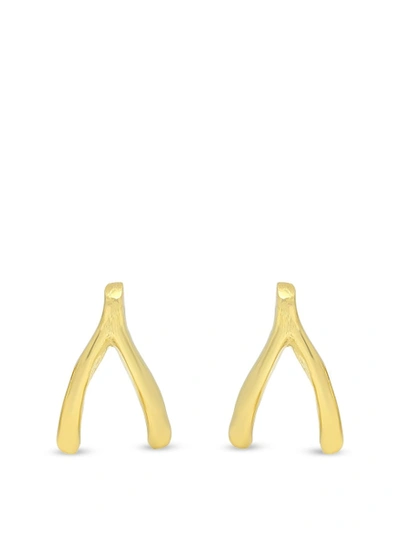 Shop Jennifer Meyer 18k Yellow Gold Wishbone Stud Earrings