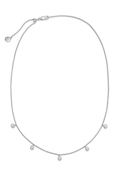 Shop Monica Vinader Fiji Tiny Button Diamond Slider Necklace In Silver