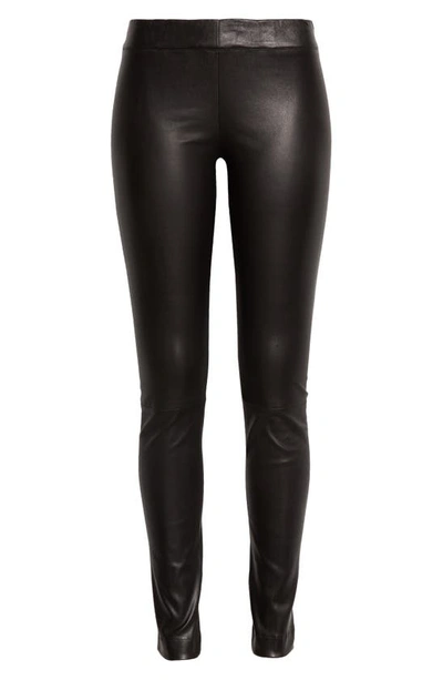 Shop The Row Shiny Lambskin Leather Leggings In Black