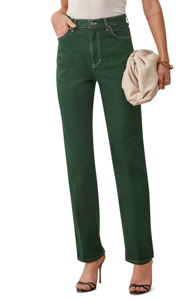 Shop Reformation Cowboy High Waist Straight Leg Jeans In Emerald