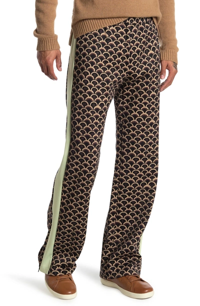 Shop Valentino Printed Contrast Stripe Pants In  Scale Marrone